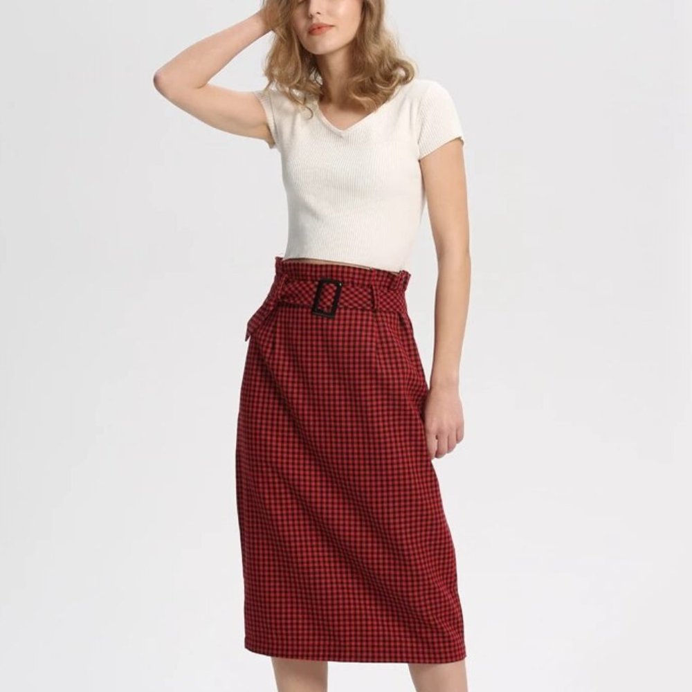 Vintage Plaid Midi skirt